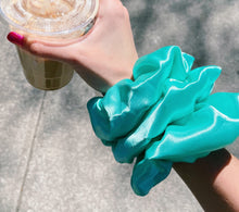 Load image into Gallery viewer, Satin Aqua Scrunchie
